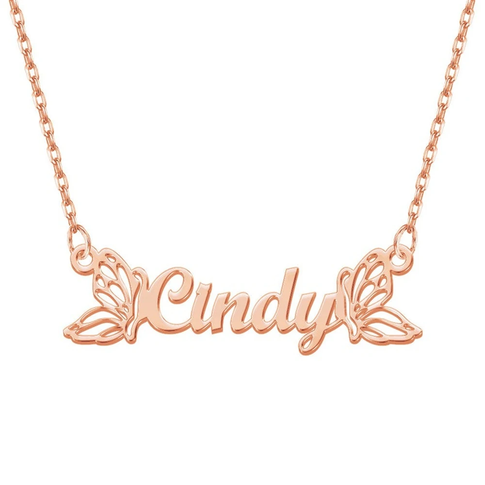 

Custom Butterfly Name Necklace For Women Stainless Steel Nameplate Clavicle Chain Choker Personality Jewelry Birthday Gift