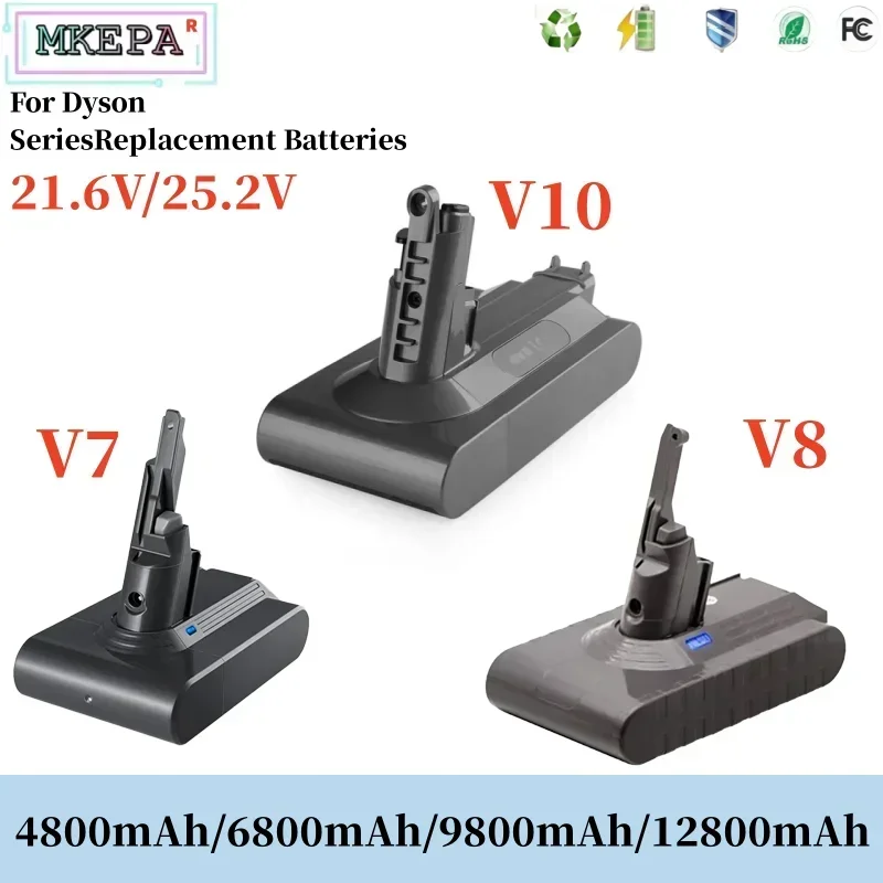 

for Dyson V7 V8 V10 12.8mAh battery, 25.2V vacuum cleaner battery, SV12 whirlwind animal whirlwind fully clean battery