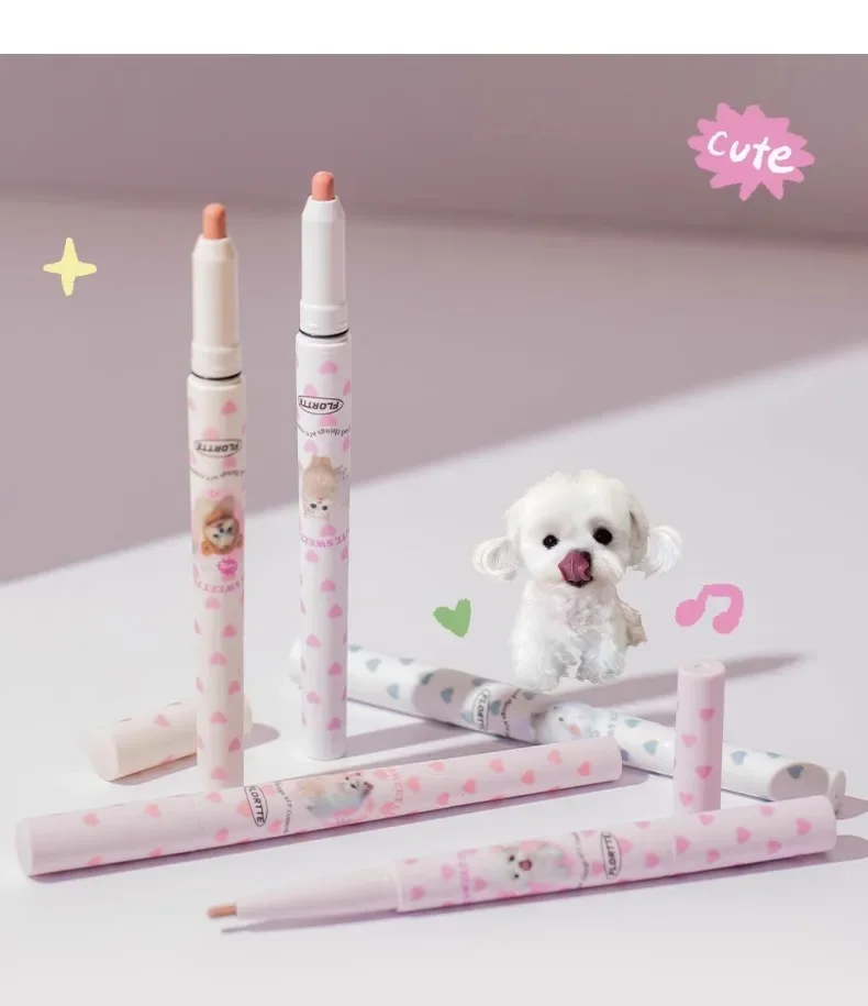 Florte Cute Animals Double Ended Lipstick Pen Natural Matte Lip Liner Lasting Whitening Waterproof Lip Gloss Cosmetic