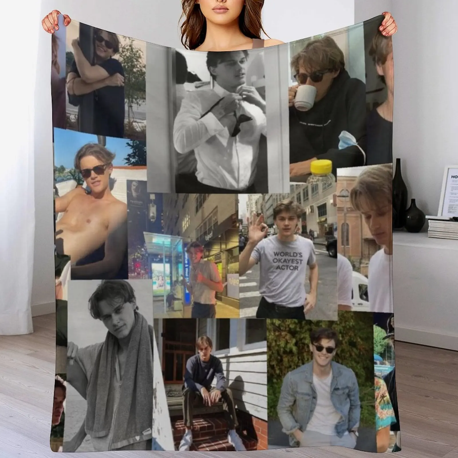 

Christopher Briney Pic collage Throw Blanket Color Fast Cozy Throw Blanket