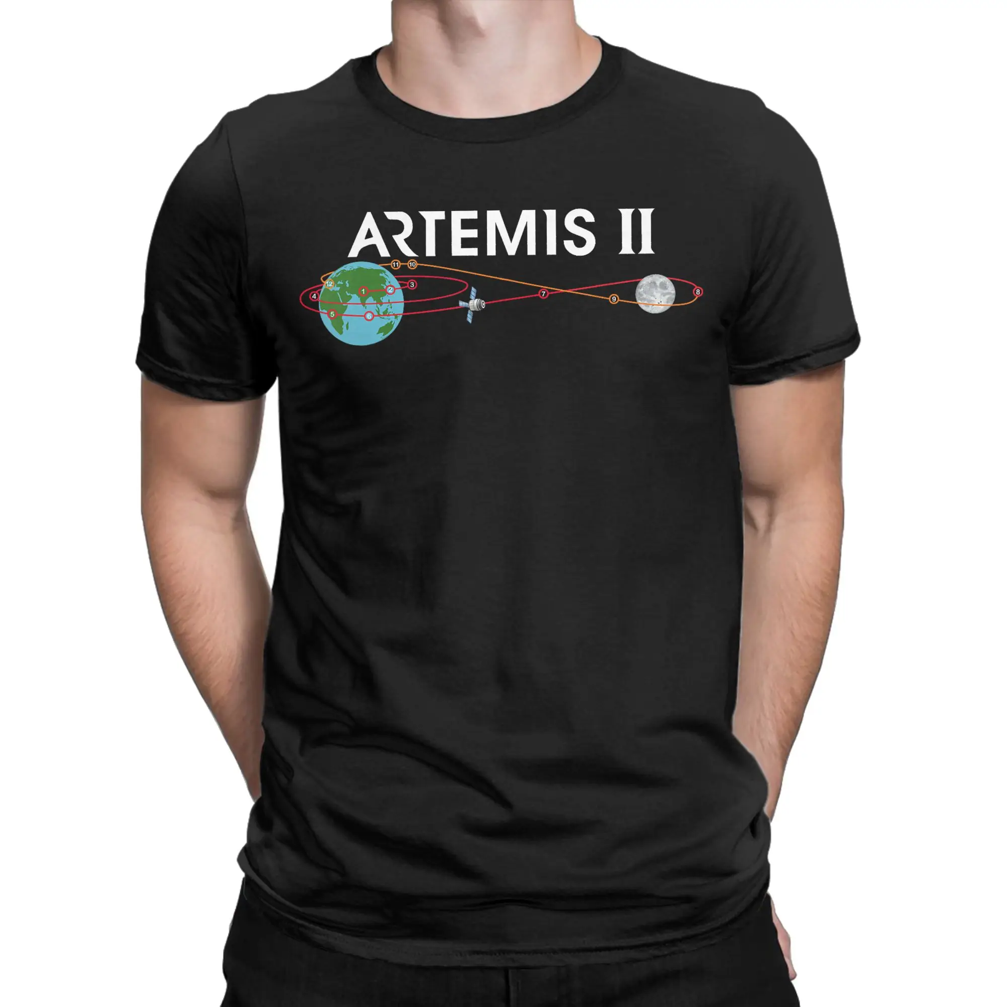 Artemis 2 Route Map SLS Rocket Launch Mission To The Moon T-Shirt T Shirts Short Sleeve Y2K Fun Tops Summer 100 Cotton Clothing