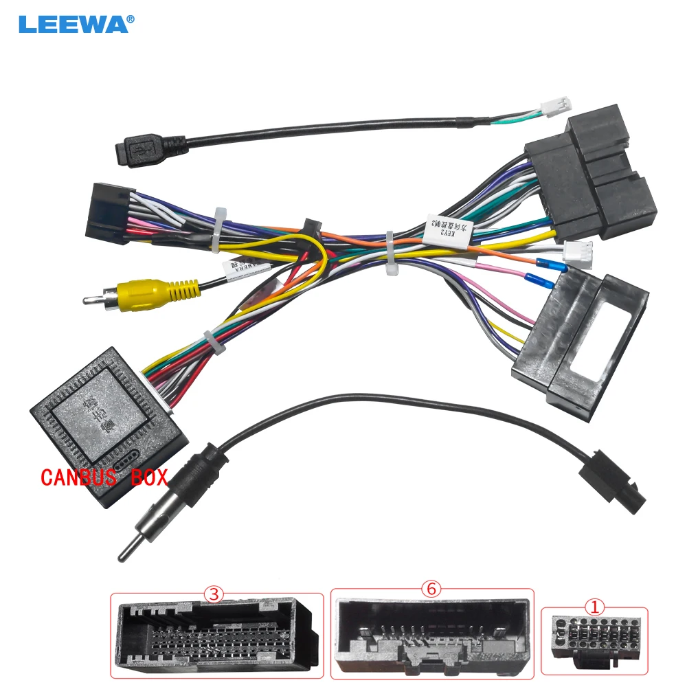 

LEEWA Car 16pin Audio Wiring Harness With Canbus Box For Ford Kuga(13/15/19) Auto Stereo Installation Wire Witih USB Adapter