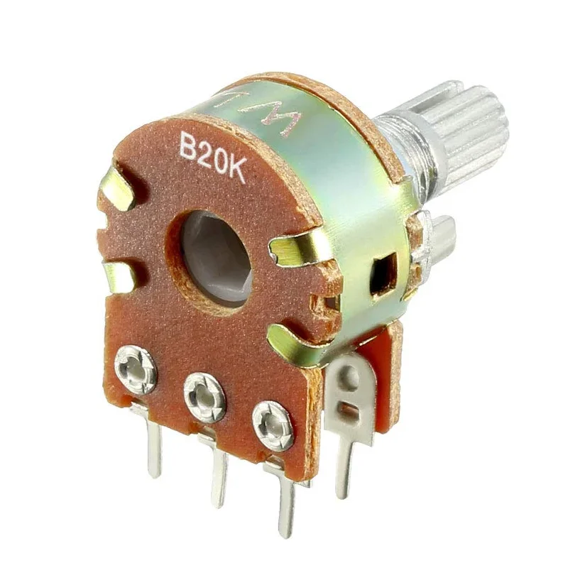 5PCS WH148 Shaft Amplifier Dual Stereo Potentiometer B1K 2K 5K 10K 20K 50K 100K 500K 1M Handle Length 15mm Adjustable Resistance