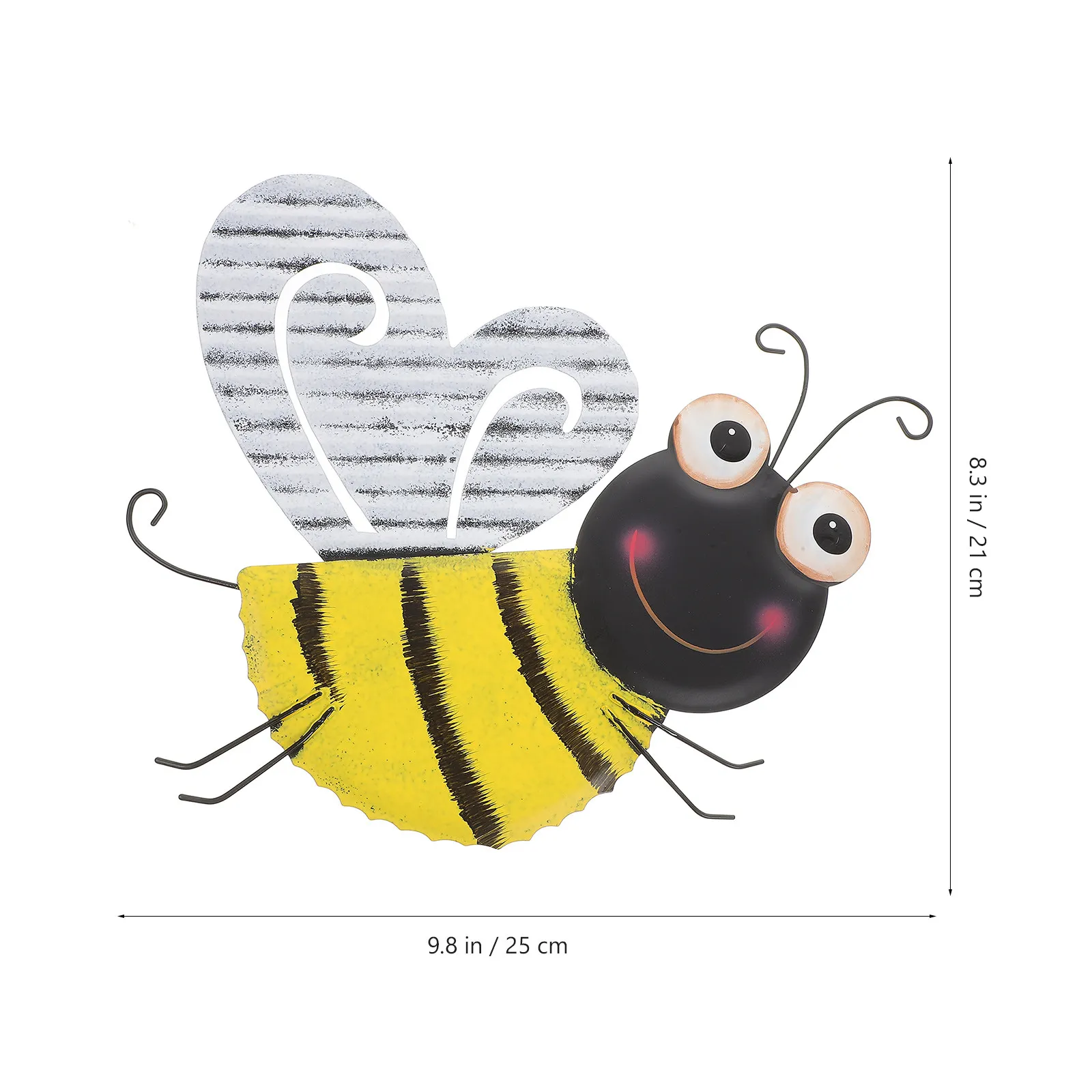 Bee Shaped Metal Wall Decor 3D Hanging Sculpture Vivid Hand Painted Outdoor Garden Wall Art Patio Yard Fence Decoration Iron