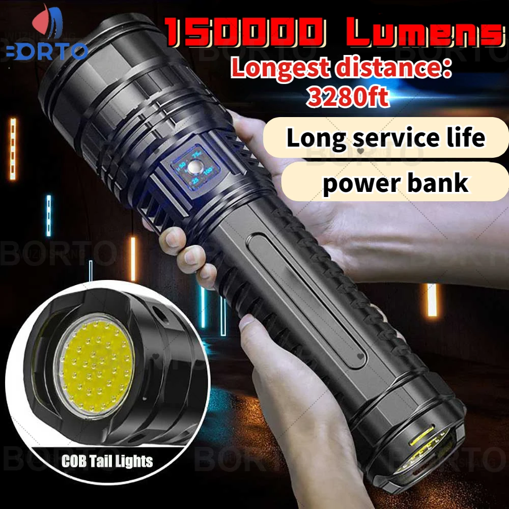 

Super Bright LED Tactical Flashlight Outdoor Camping Waterproof Variable Focus Lantern 5 Lighting Modes USB Rechargeable Torch