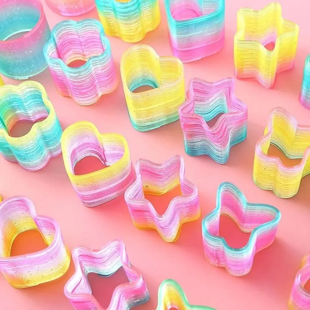 5pcs Multi-Shape Rainbow Magic Springs Toys Kids Boys Girls Birthday Party Favors Creative Spring Coil Plastic Goodie Bag