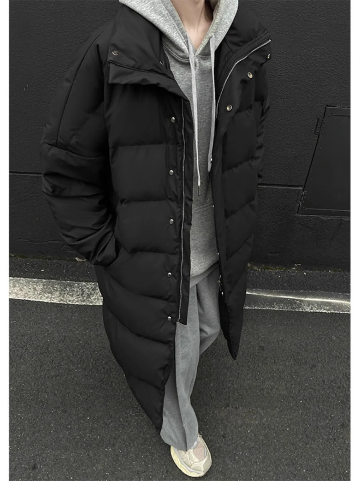 

Cleanfit Men's Mid-Length PU Leather Cotton Jaet Vintage American Stand Collar Winter Warm Thiened Zipper Closure Coat