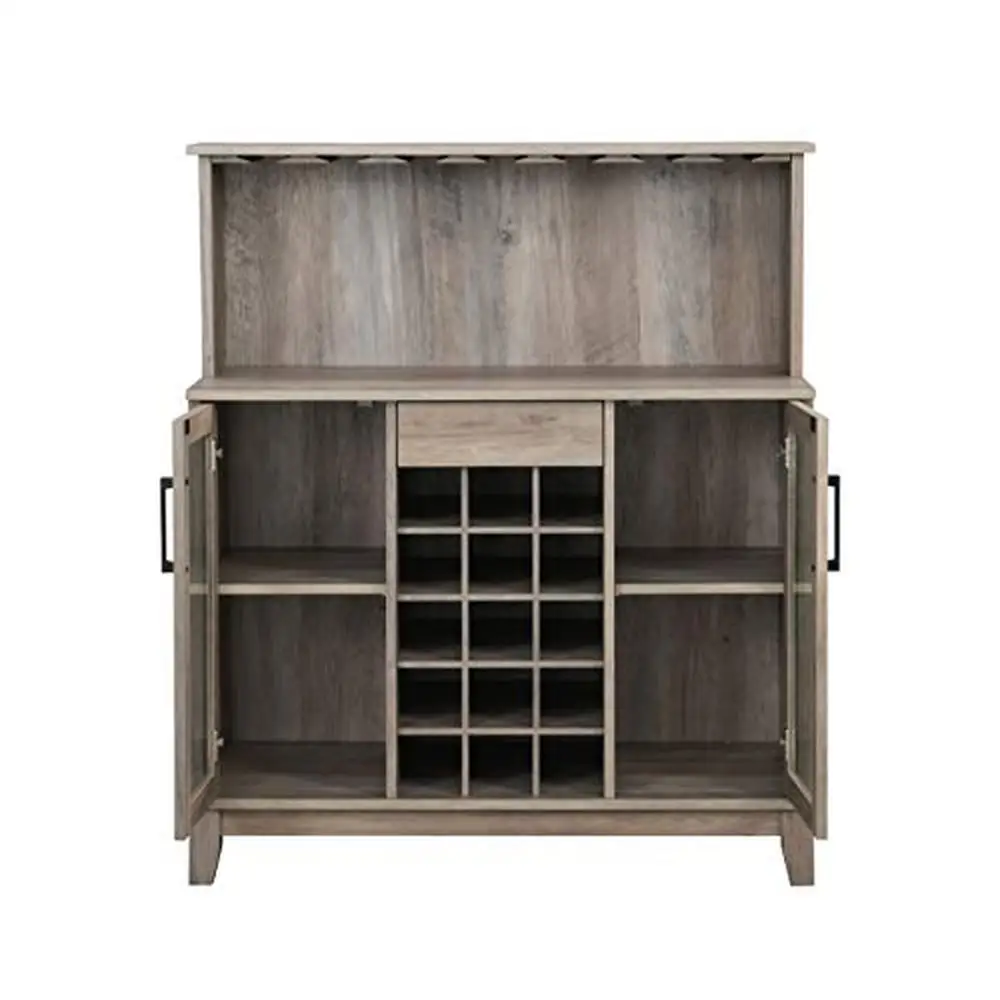 Wine Rack Bar Cabinet Coffee Bar Table with Storage Glass Doors Sideboard Buffet Kitchen Microwave Station Cabinet Modern Wood