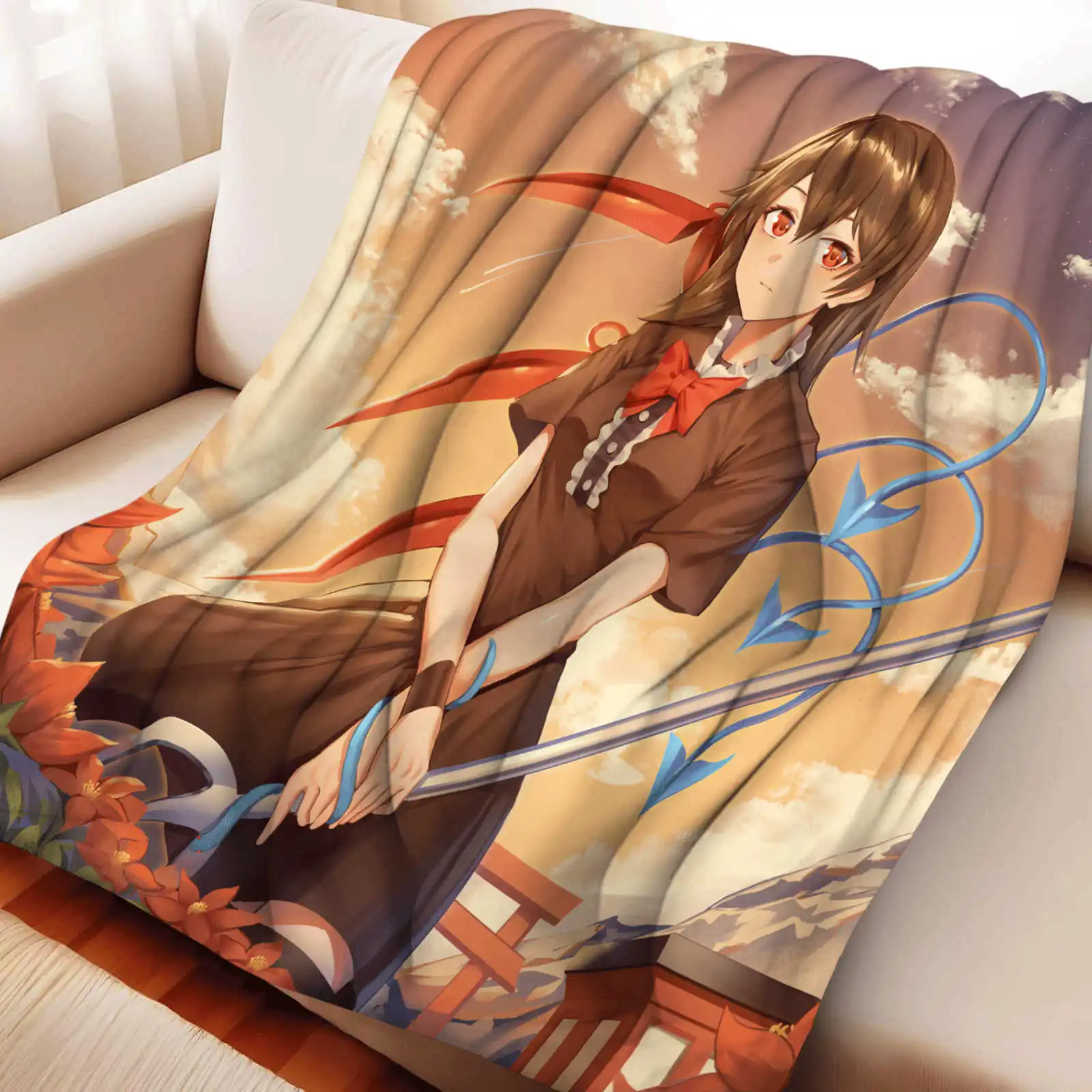 touhou Blanket Soft Cozy Warm Flannel Throw Blanket for Sofa Bed Aesthetic Anime-Style Home Decor Couch Cover