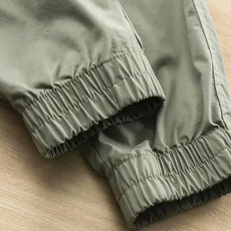 Simple cargo pants drawstring casual loose outdoor sports pants