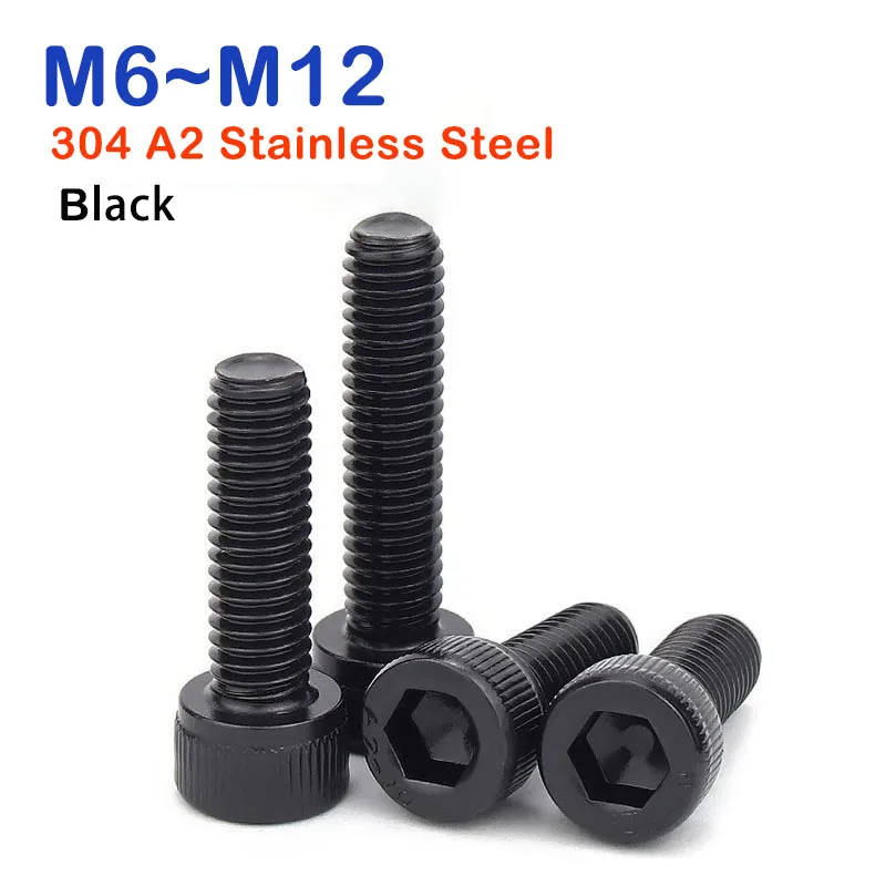 1 ~ 5 Stuks M6 M8 M10 M12 Zwart 304 A2-70 Roestvrij Staal Hexagon Hex Socket Kopkap Allen Bout Schroef Din912