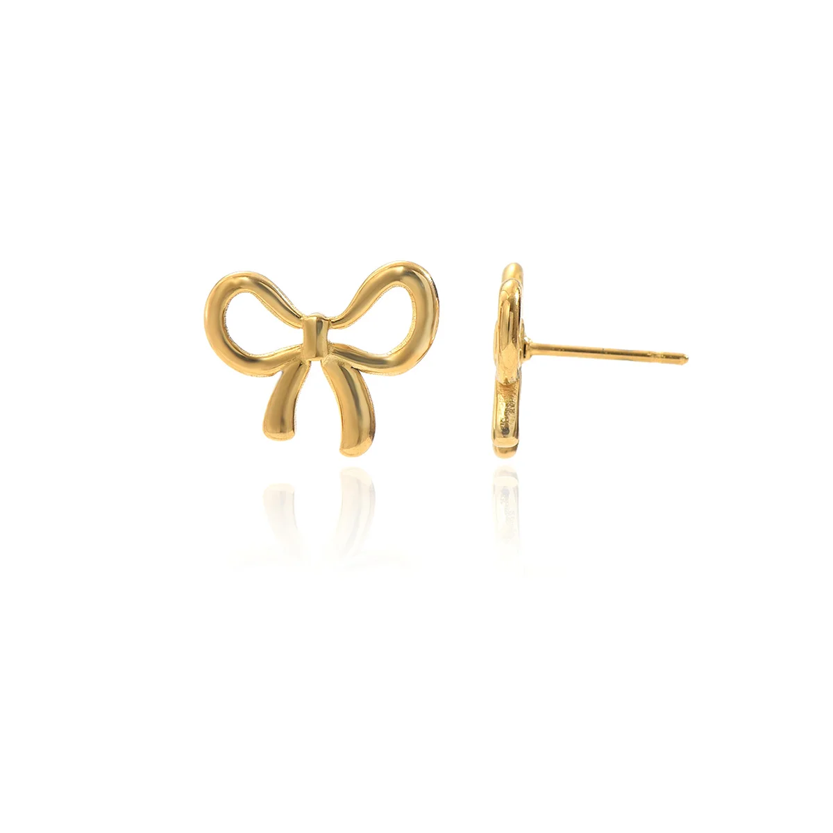 

Lxalry 18K Gold-Plated Bow Earrings-Symmetrical Mirror-Finish Stainless Steel Jewelry, Hypoallergenic & Tarnish-Free Luxury Gift