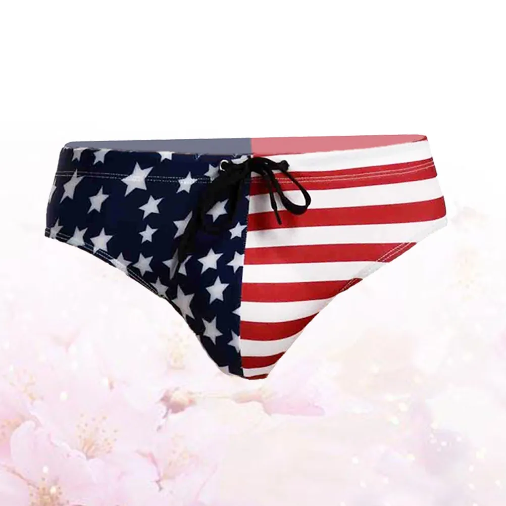 Mens American Flag Swim Briefs Blue Triangle Bikini Swimwear Breathable Comfortable XL for Beach Swimming