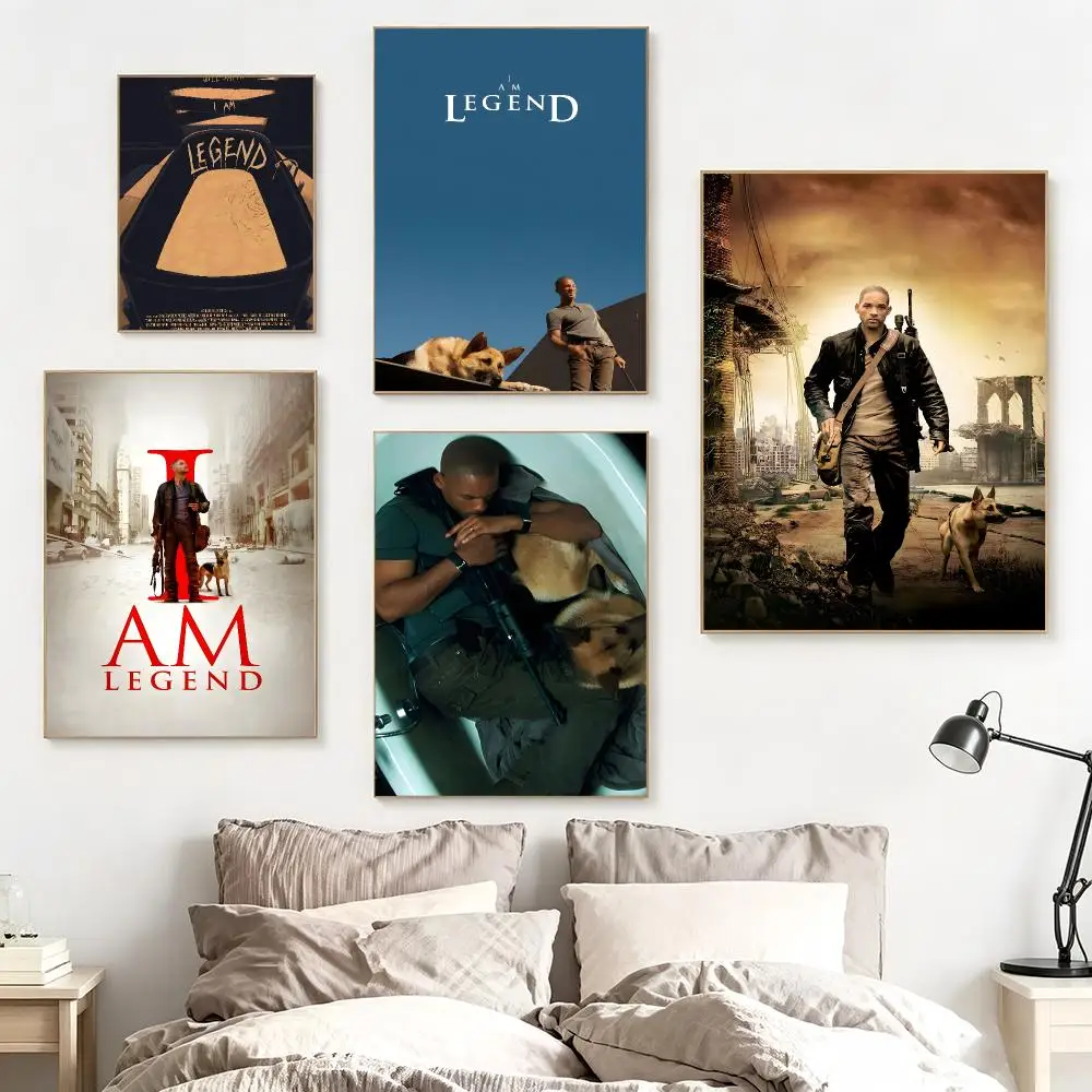 Classic Movie I-I Am Legend Poster impermeable para el hogar sala de estar dormitorio bar decoracion estetica