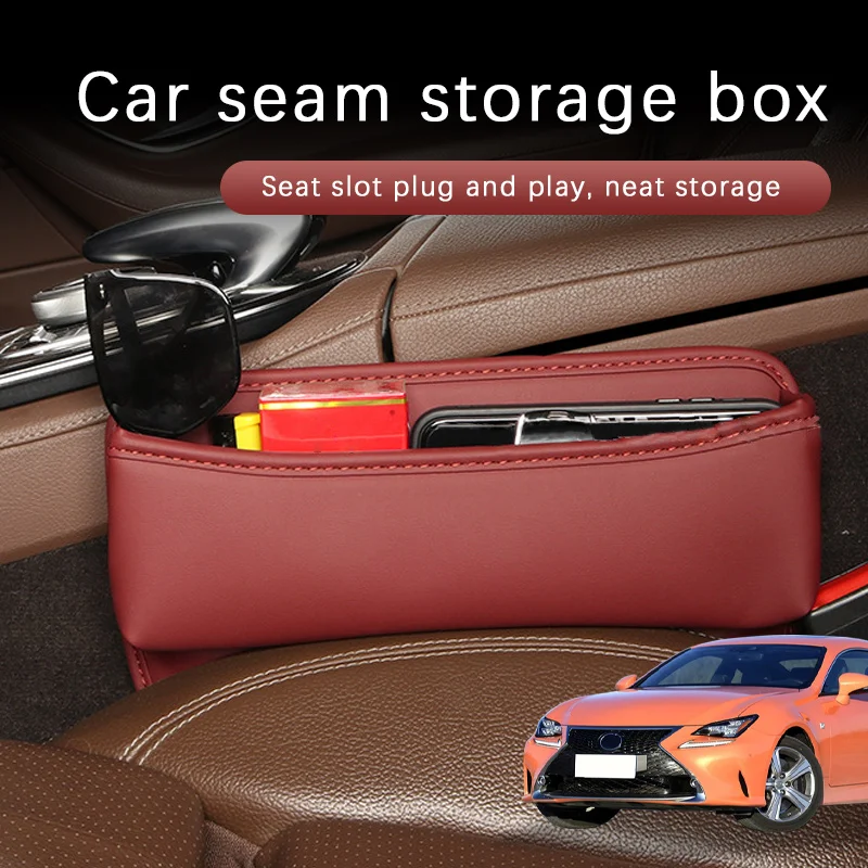 Car Seat Gap Storage Box Driver Front Auto Seat Gap Filler Organizer Wallet Keys Card Storage Box For Lexus RC