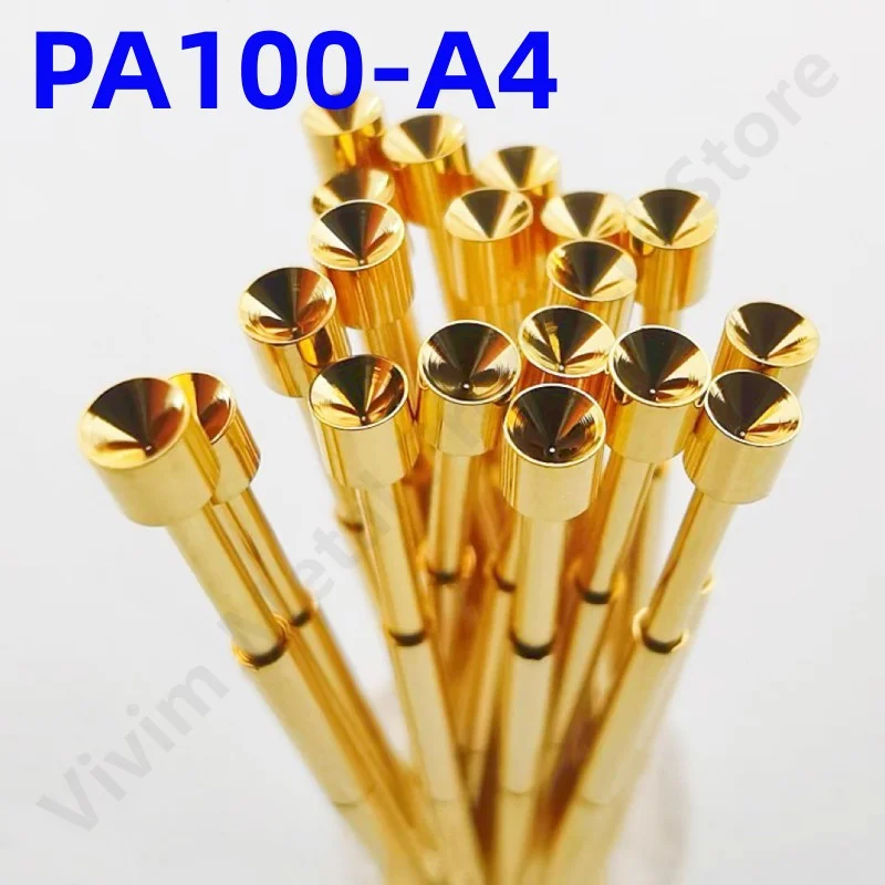 

100PCS PA100-A4 Spring Test Probe PA100-A Test Pin Test Tool 33.35mm Dia1.36mm Gold Needle Tip Dia 2.0mm Pogo Pin P100-A P100-A4