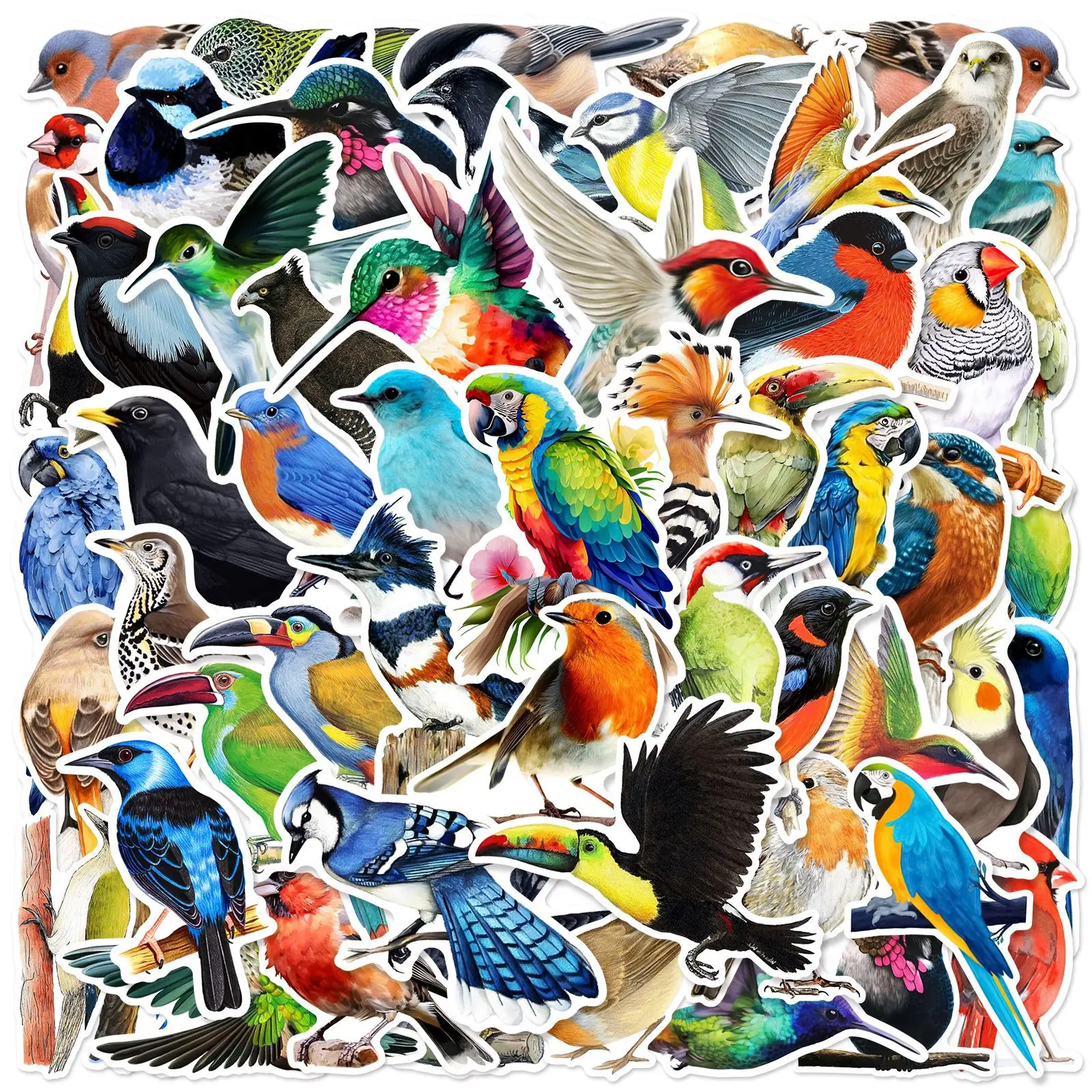 Pegatinas de grafiti de dibujos animados para niños, 50 piezas, coloridas, pájaros, animales, para teléfono, guitarra, portátil, cuaderno, Maleta,