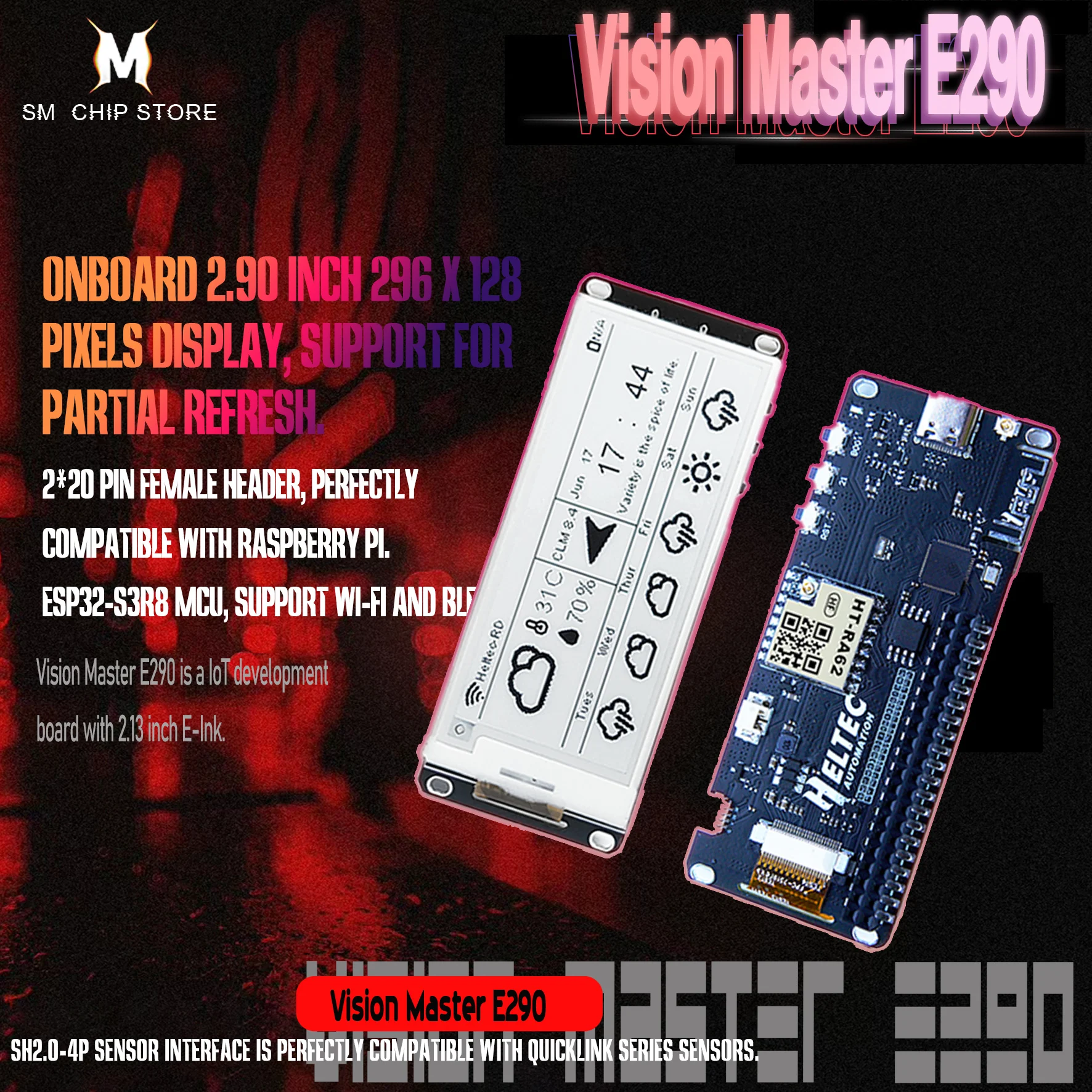 Heltec Meshtastic Pantalla de tinta electrónica de 2,9 pulgadas con ESP32 y LoRa, etiqueta de precio SX1262 inteligente, WiFi BLE, Arduino