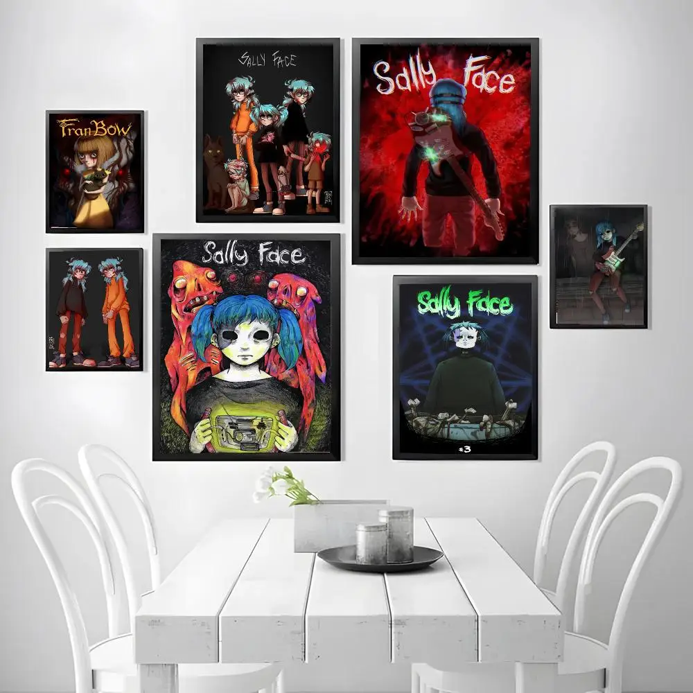 Game S-Sally Face Game Inspired Poster Stickers, suitable for game rooms, bedrooms, corridors, home wall art decor, gifts