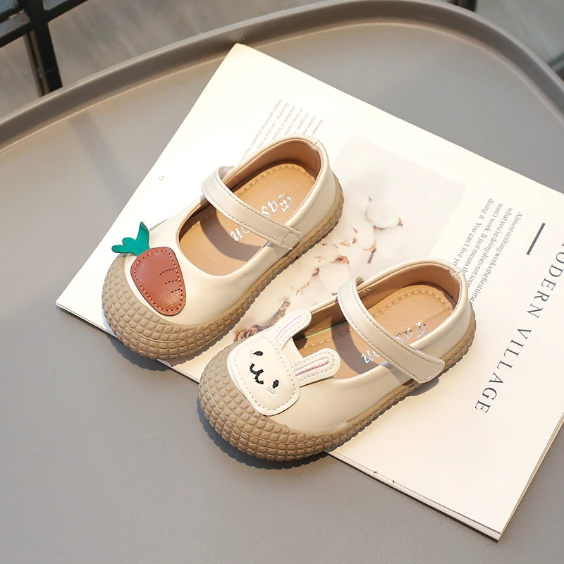 Spring Girl Leather Shoes Mary Jane Fashion Children Princess Shoes Cartoon Rabbit Kids Causal Versatile Single Shoes Non-slip