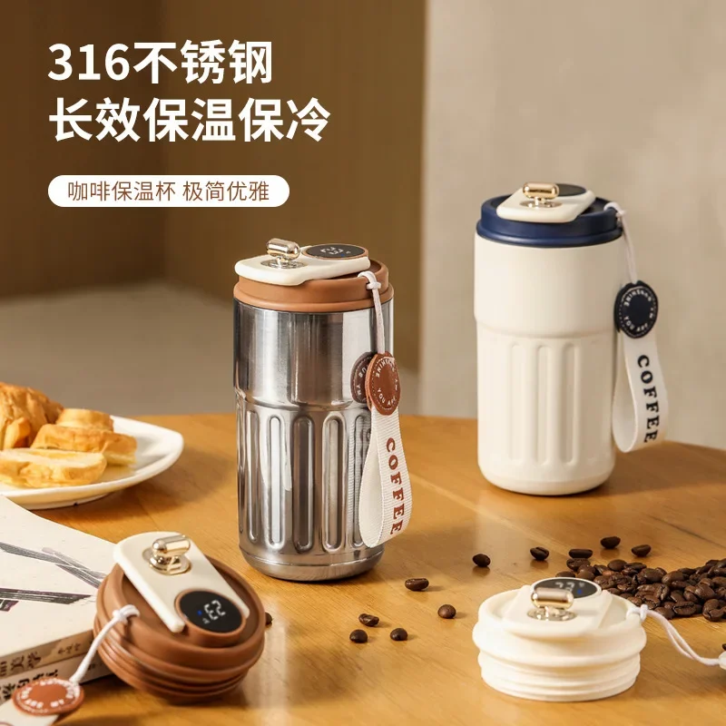 

New coffee cup 316 stainless steel thermos cups high value men's and women's double-layer water cups