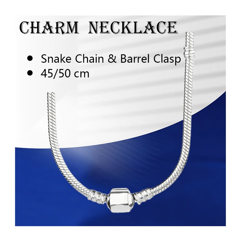 

925 Sterling Silver Charms Chokers Necklaces For Women Fine Jewelry Signature Barrel Clasp 45cm 50cm Thick Snake Chains Colliers