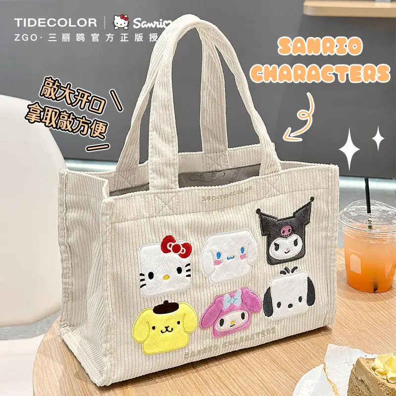Kawaii Hellokitty Handbag Casual Mini Tote Bag Single Shoulder Bag Portable Shopping Bag for Work Picnic Daily Sundries Storage