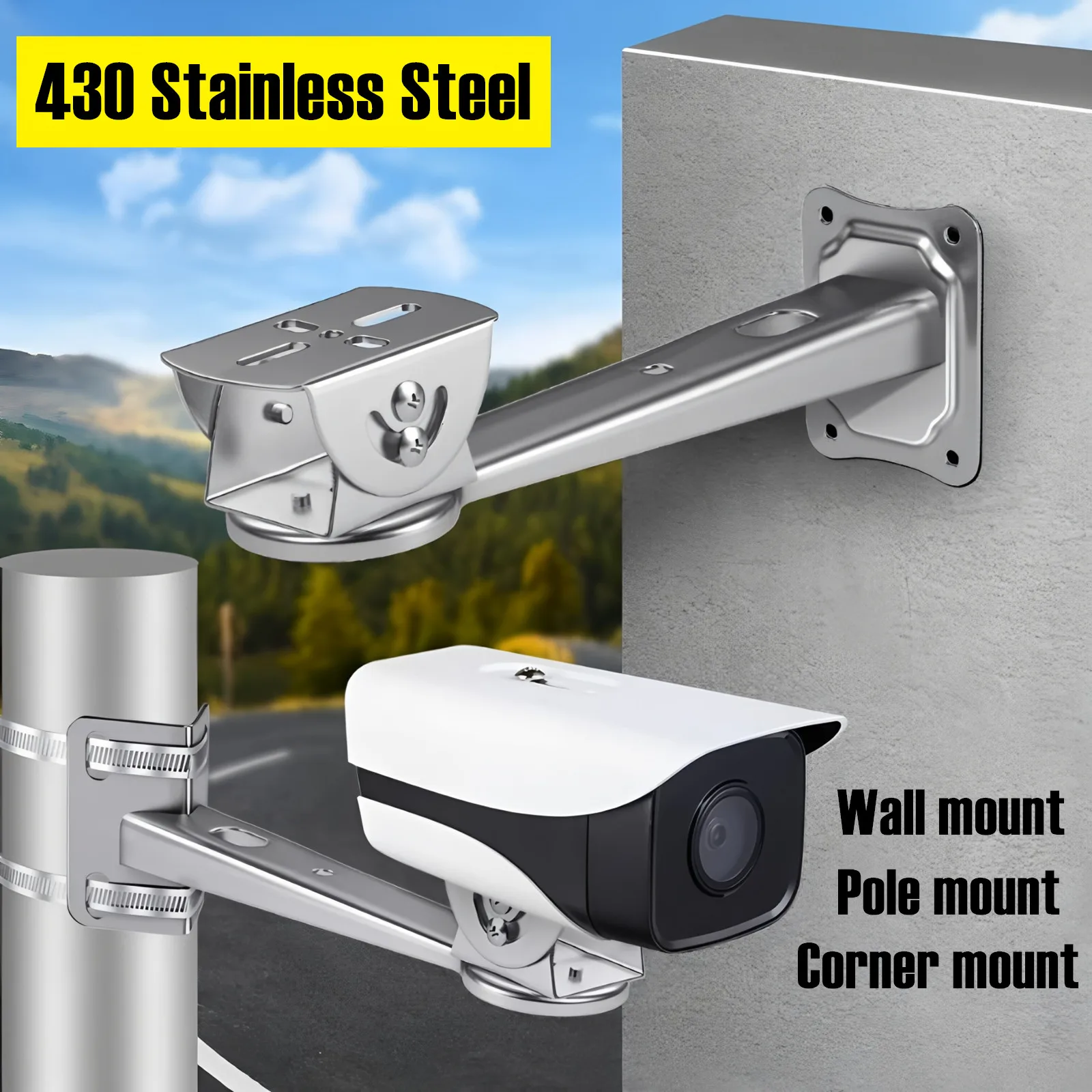 

430 Stainless Steel Duckbill Thickened Outdoor Exterior 90 Degree Wall Corner Mount Bracket CCTV Surveillance Wall Mount Bracket