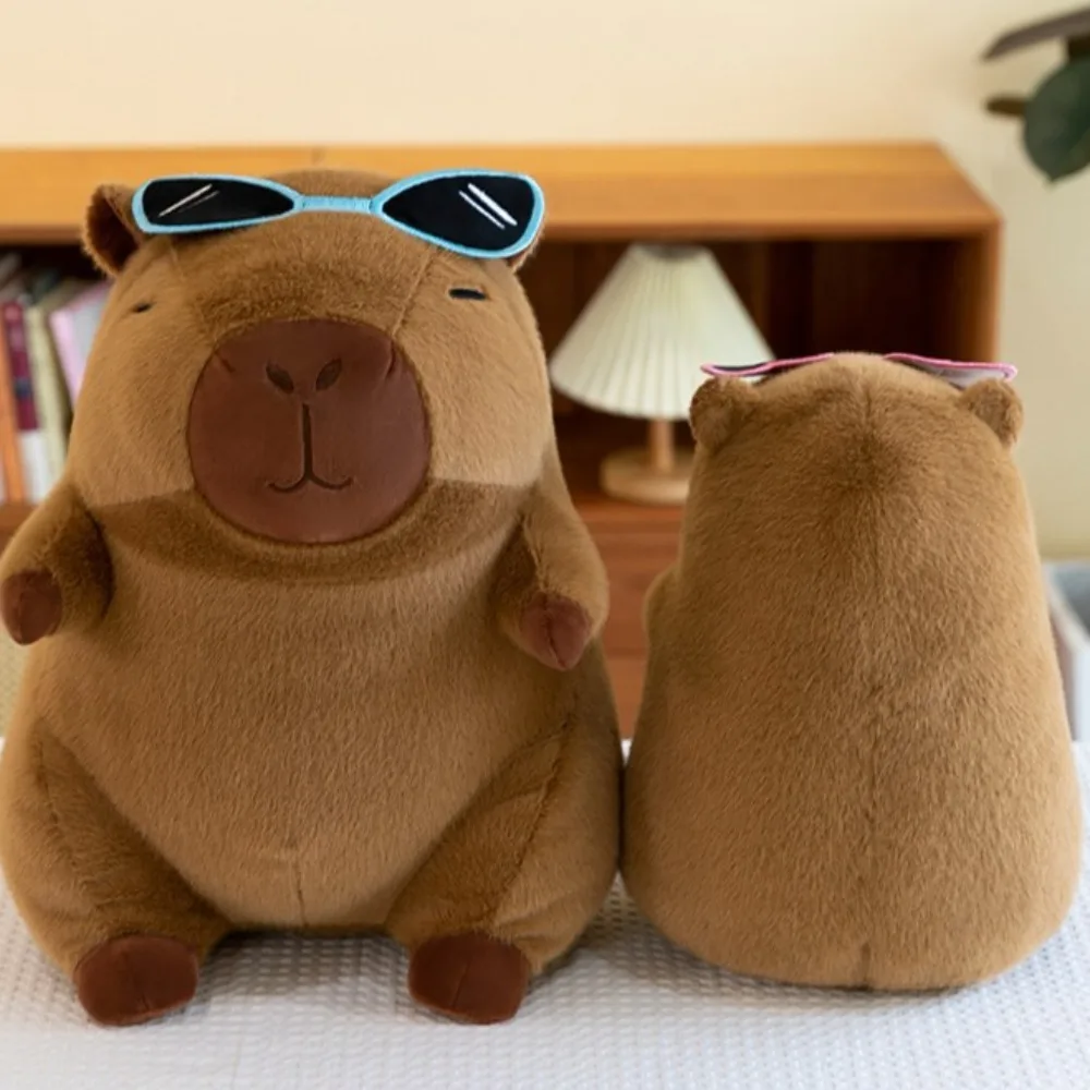 Nette Tragen Gläser Capybara Plüsch Puppe Cartoon Simulation Capybara Plüsch Spielzeug Weichen, Flauschigen Capybara Flauschige Puppe Weihnachten Spielzeug