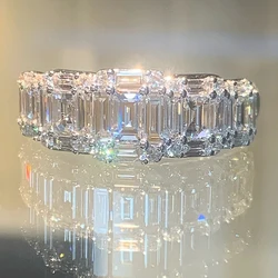 Huitan New Trendy Finger Ring for Women Full Dazzling Geometric Cubic Zircon Fashion Versatile Female Ring Wedding Bands Jewelry