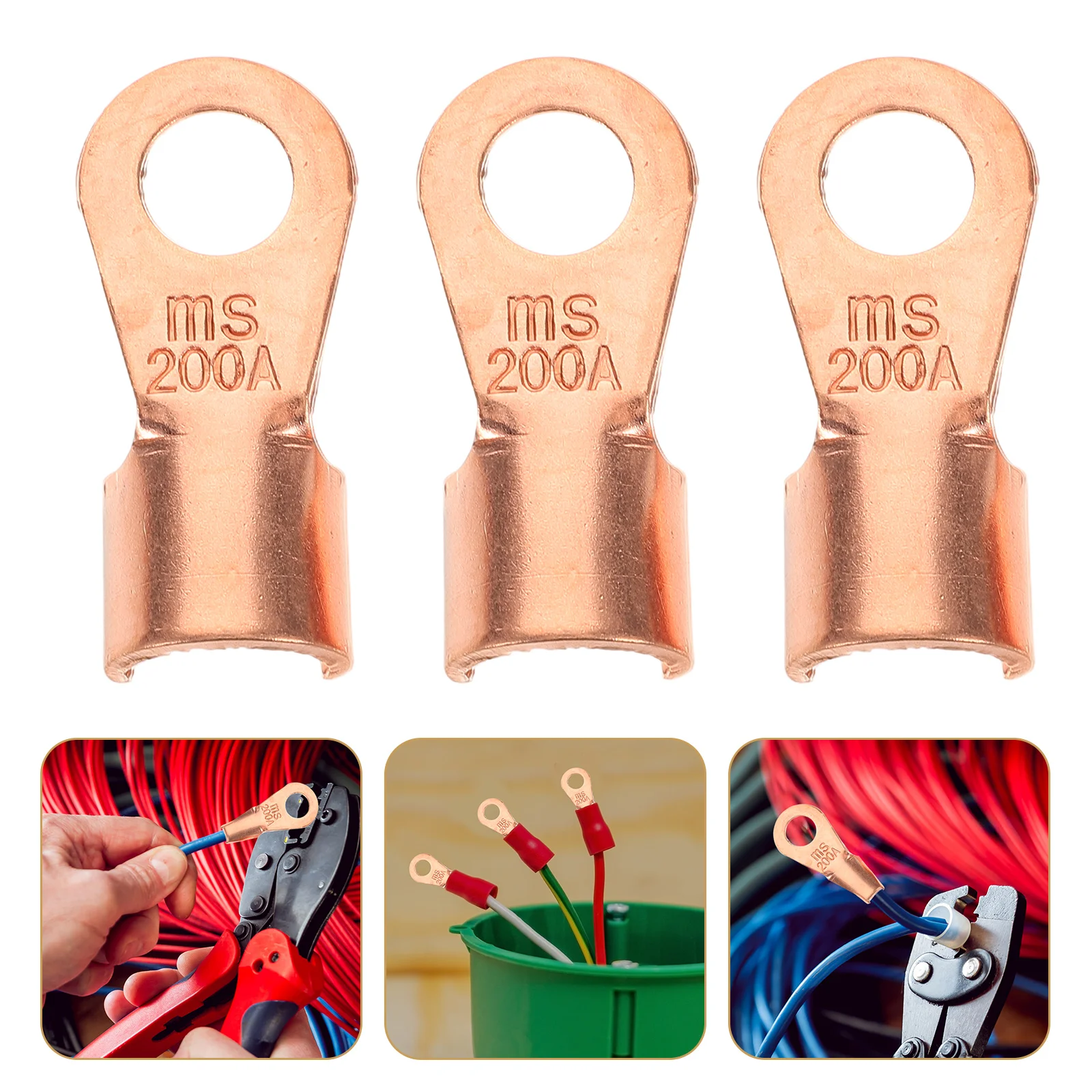 

6pcs Copper Ring Cable Terminals Open Welding Cable Lug Connectors Cable Ends Eyelets Crimp Terminals Connector