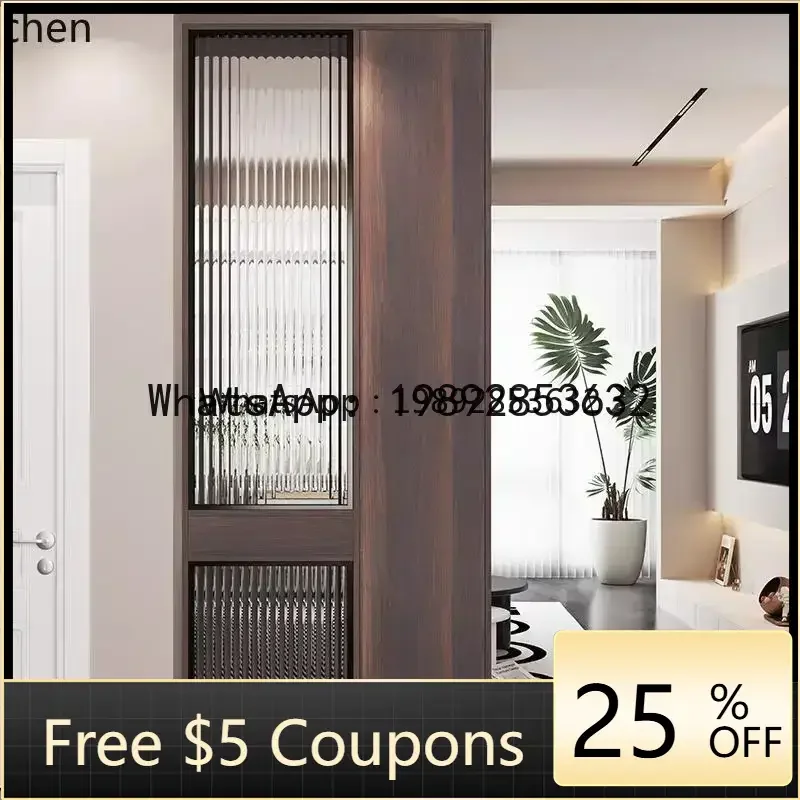 

O3-13 Solid Wood Entryway Cabinet Integrated Screen Blocking Glass Partition for Living Room