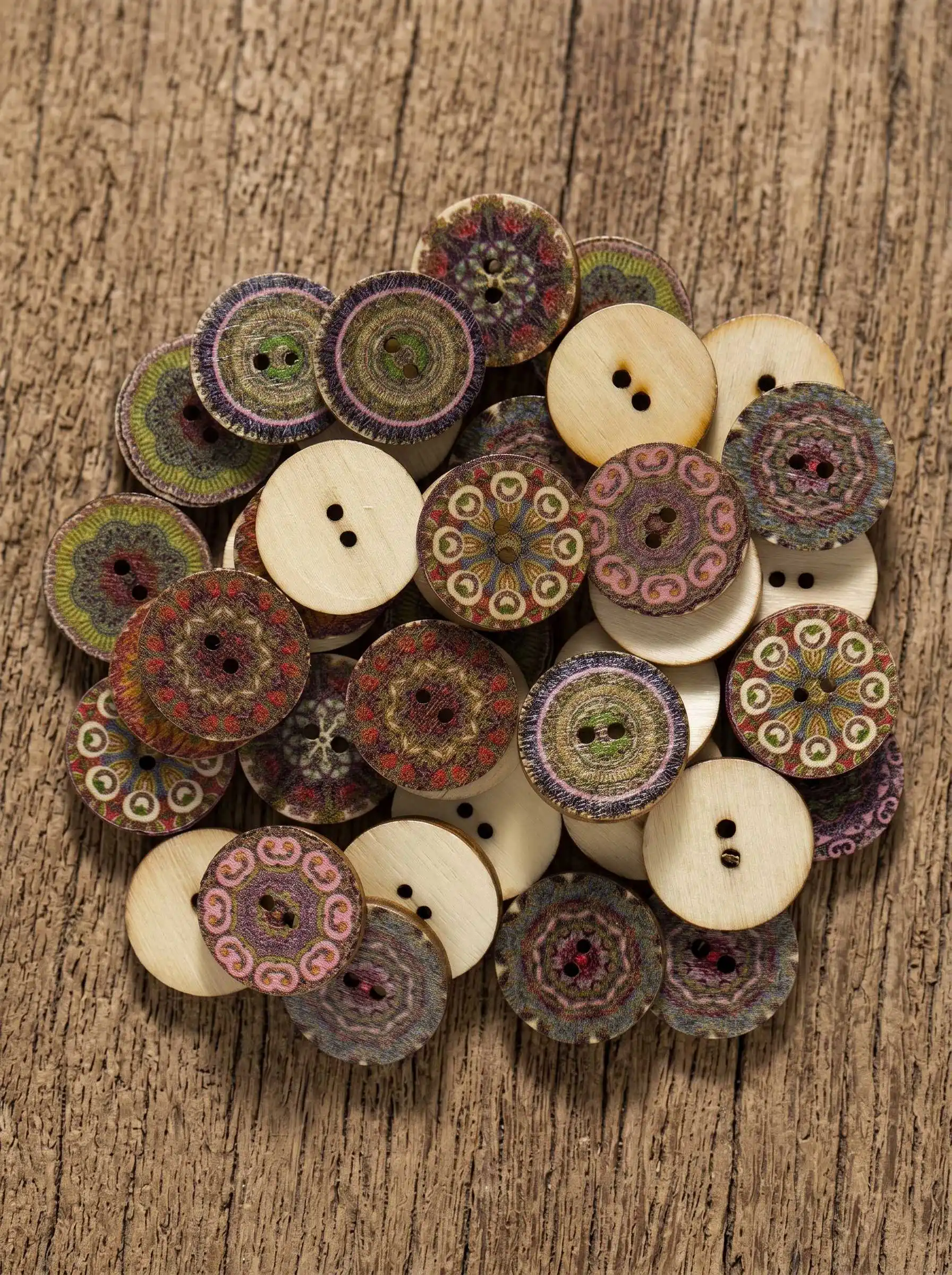50Pcs/Lot 2 Holes Wood Buttons for Sewing Scrapbooking Clothing Craft Making 15-25mm