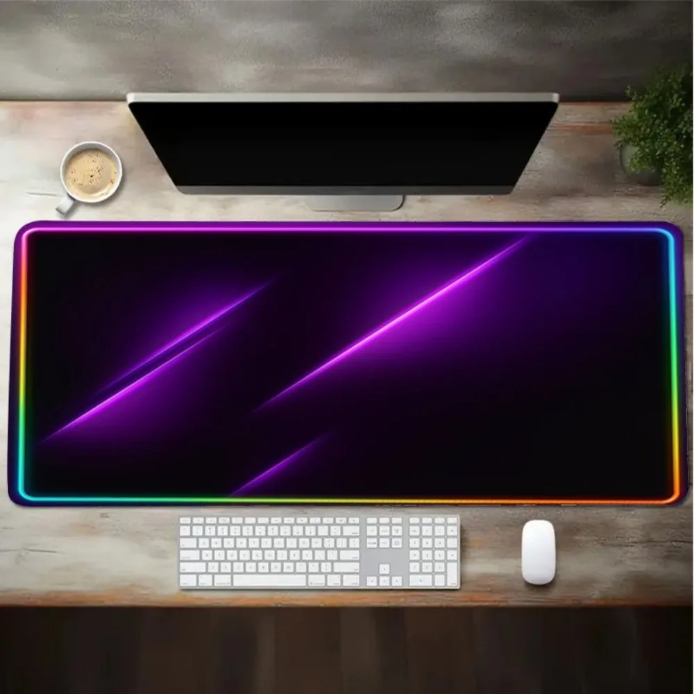 

Футуристический фиолетовый геометрический коврик для игровой мыши, нескользящий резиновый большой коврик для стола, расширенный коврик для клавиатуры