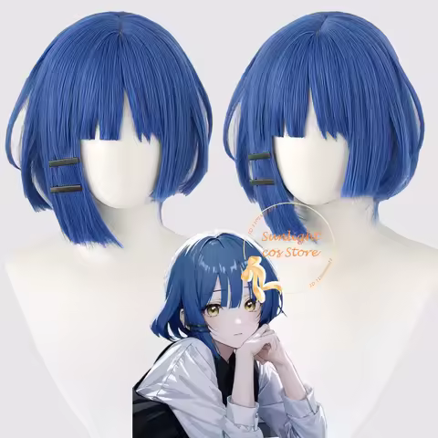 Anime Bocchi Yamada Ryo Cosplay Wig Women Short Blue Yamada Ryo Wigs Heat Heat Resistant Synthetic Cosplay Anime Wig + Wig Cap