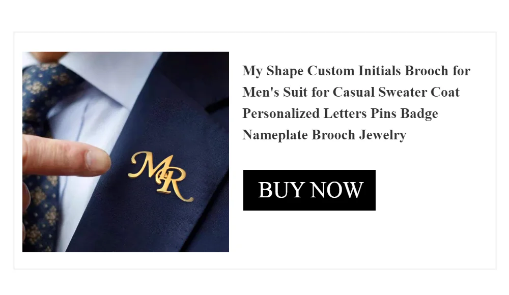 My Shape Custom Initials Brooch for Men's Suit for Casual Sweater Coat Personalized Letters Pins Badge Nameplate Brooch Jewelry