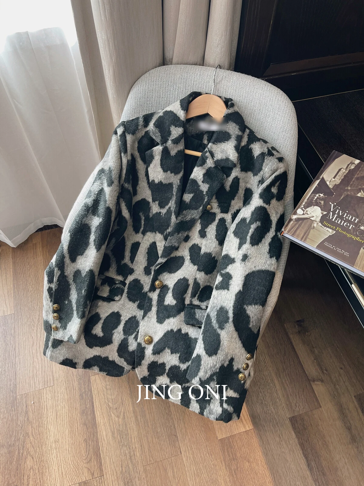 Leopard Jackets Wool Blend Coat Woman Clothing 2023 Y2k Korean Fashion Style Vintage Winter Elegant Outerwear Trench Luxury New