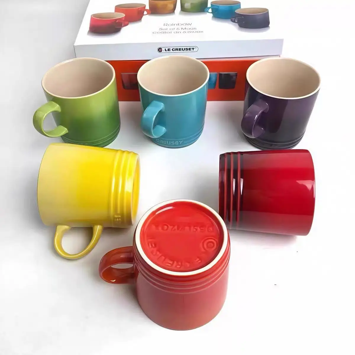 350Ml new Creative Macaron Mug Nordic Style Color Gradient Mug Gradient Color Cool Color Rainbow Cup Ceramic Cups With Hand Gift