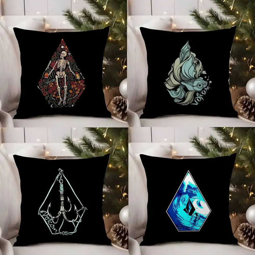 Cool V-Volcom Logo Pillow Case Sofa Living Room Bedroom Double-sided Printing Square Cushion Nap Time Cushion Cover