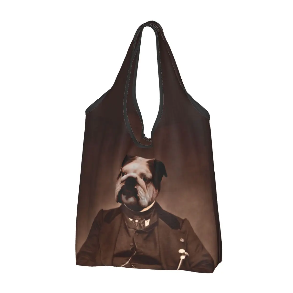 Custom Lord English Bulldog Grocery Shopping Bag Shopper Tote Shoulder Bags Big Capacity Portable British Bulldog Pets Handbag