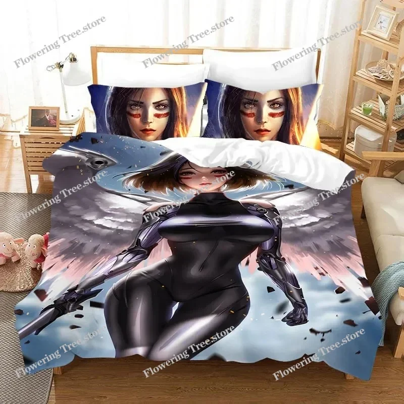 

3D Movie ALITA Battle Angel Bedding Set Boys Girls Twin Queen Size Duvet Cover Pillowcase Bed Kids Adult Home Textileextile