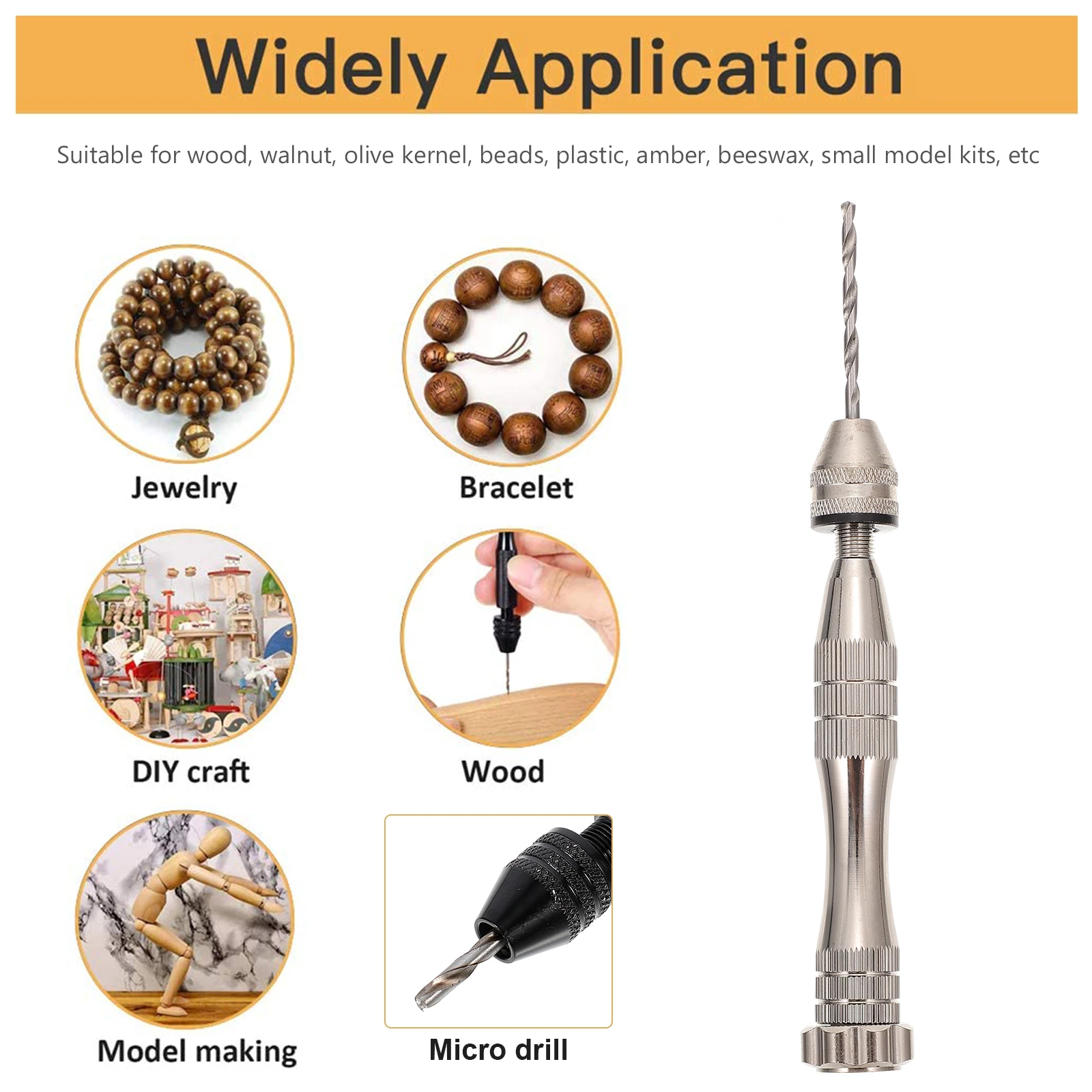 

1 set Aluminum H Drill Bit Set 0.6 3mm Walnut Hole Puncher H Tool Kit Mini Spiral Tools for Wood Rubber Bone