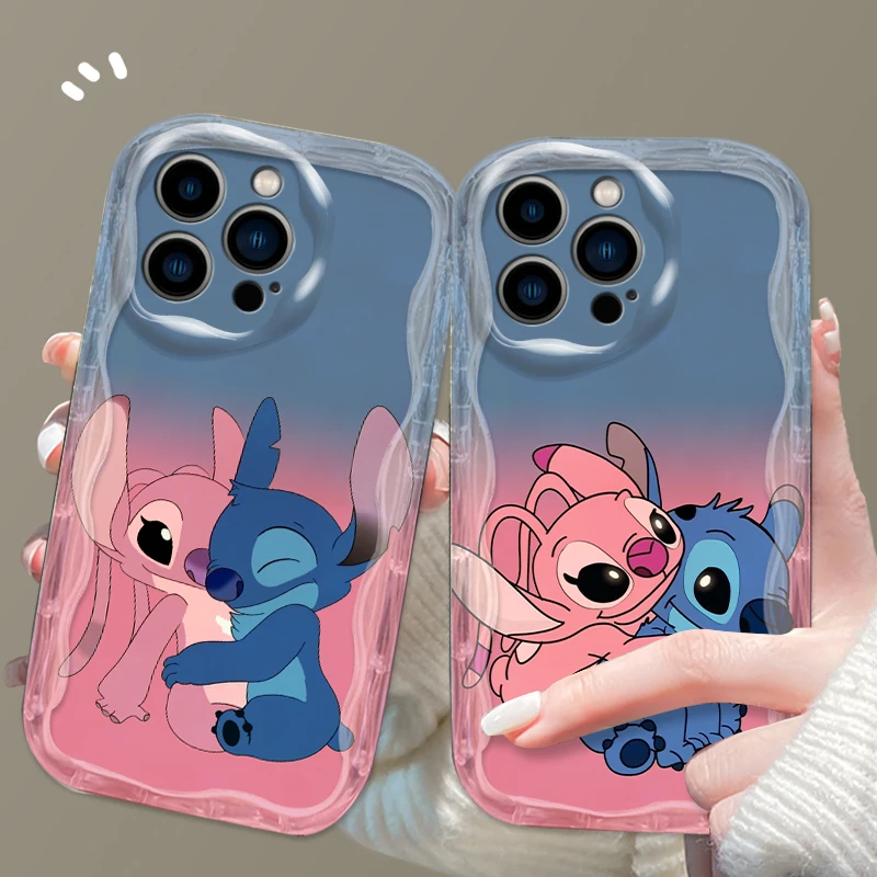 Disney Stitch Cute For Apple iPhone 15 14 13 12 11 XS XR X Pro Max Plus Wave Oil Cover Phone Case