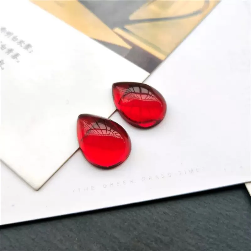 10/20/50Pcs 12×16mm Teardrop Imitation Glass Gemstone Cabochons, Flat Back Charms for DIY Jewelry & Clothing Craft Supplies