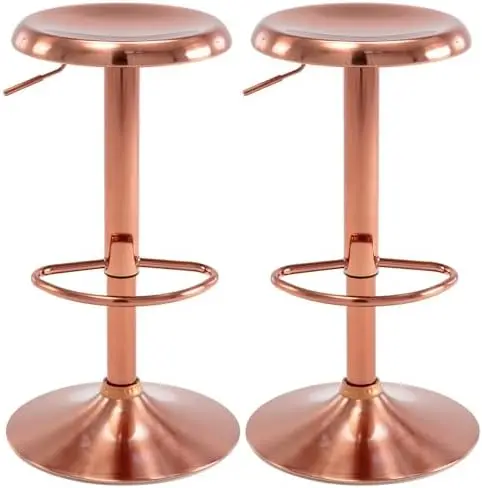 

Adjustable Bar Stools Set of 2, Swivel Round Metal Airlift Barstools, Backless Counter Height Bar Chairs for Kitchen Dining Room