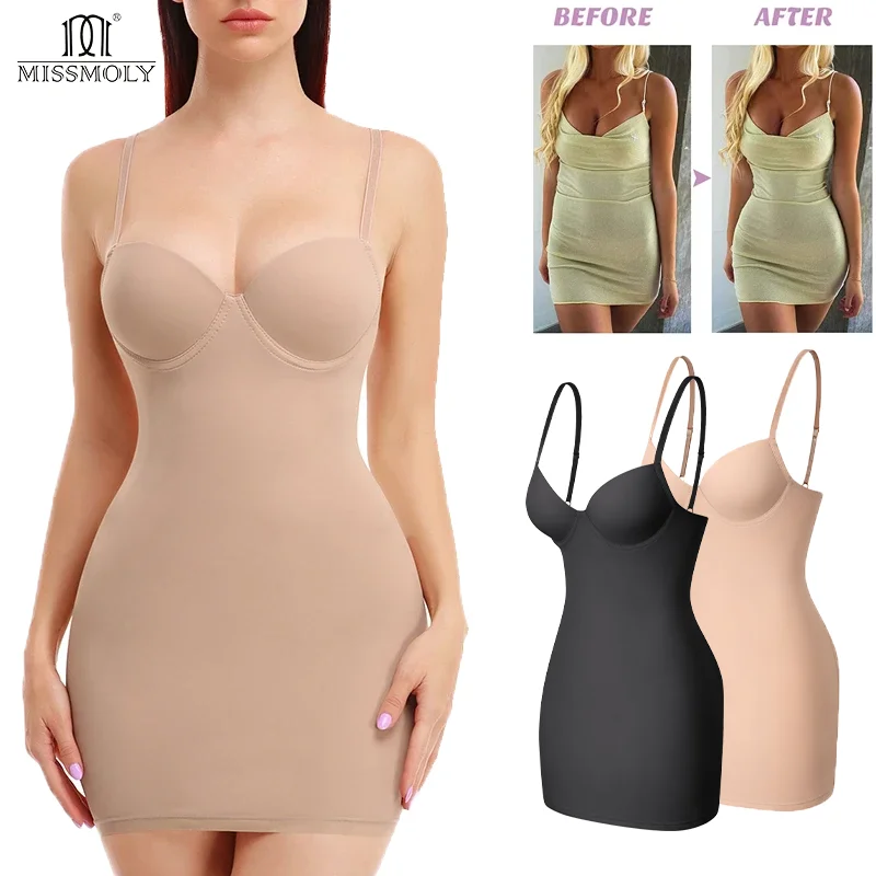 Women Sexy Seamless Full Slip Shaper MISS MOLY Waist Trainer Tummy Control Underdress Shapewear Butt Lifter Dress Fajas Corsets