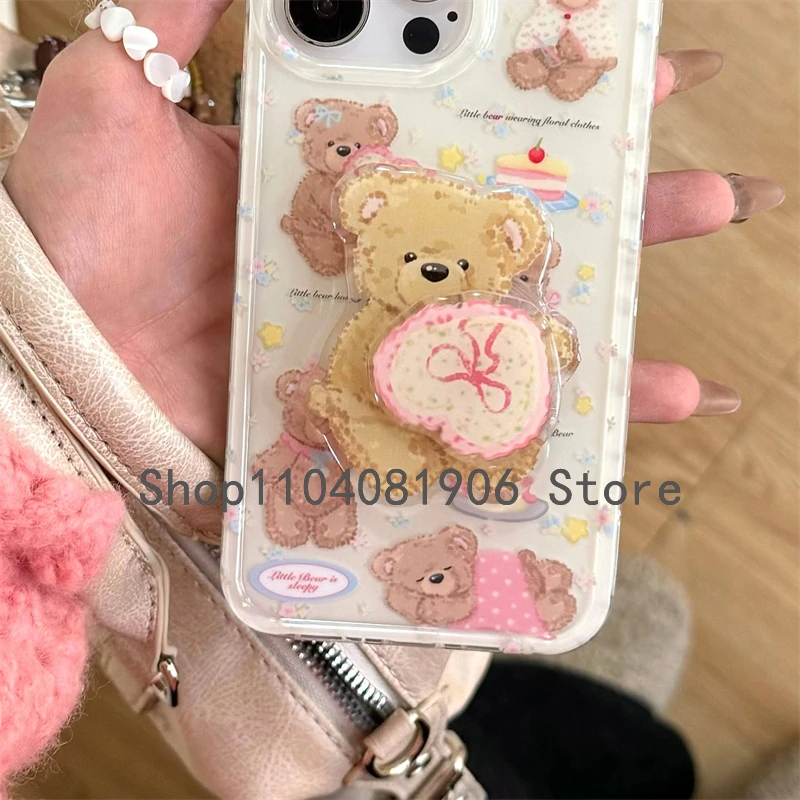 Coréen mignon rotation amour coeur ours poignée Tok Griptok Support pour IPhone Samsung téléphone accessoires Support anneau Support Support cadeau