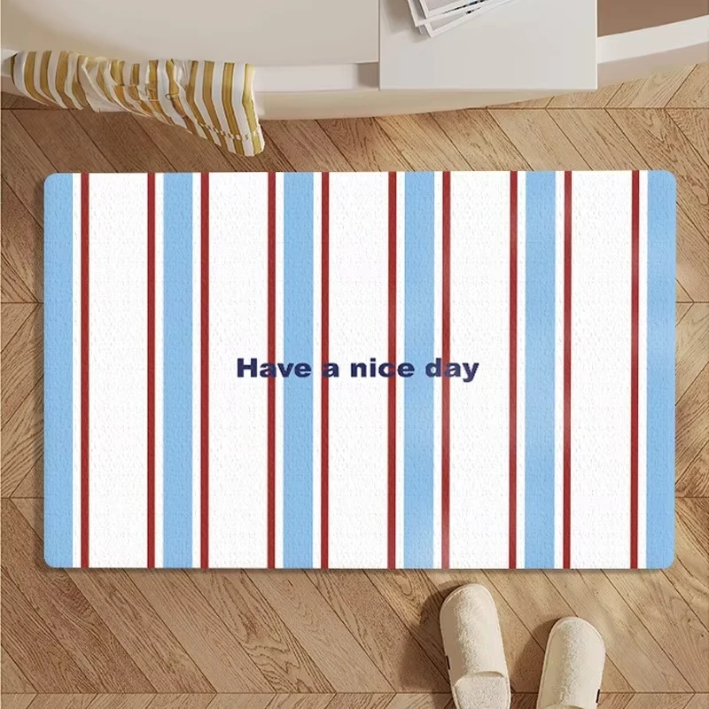 VIKAMA Retro Striped Bathroom Mat, Water-Absorbent & Quick-Drying Door Mat for Bathroom, Anti-Slip Kitchen Rug, Home Decor