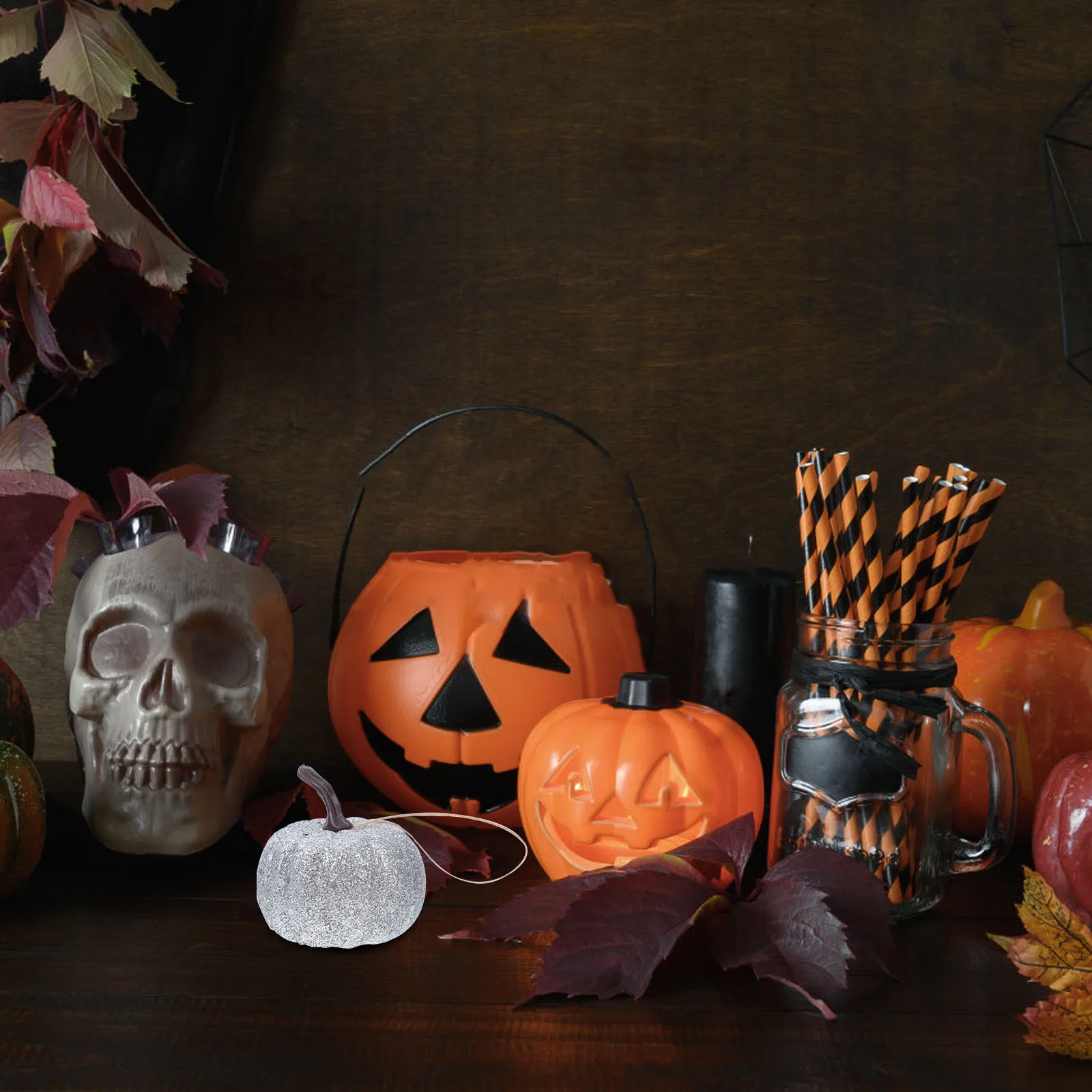 

10pcs Halloween Pumpkin Decor Foams Material Festive Party Harvest Festival Glitter Powder Decorative Props Simulation Ornament