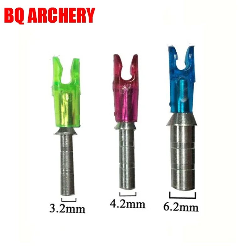 12Pcs Archery Aluminum Arrow Pin Nock Shaft ID4.2mm,3.2mm,6.2mm Nock Size S L Set Compound Recurve Bow Hunting Shooting